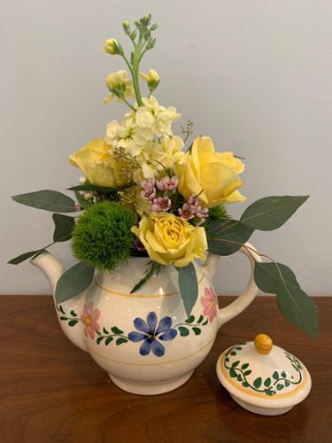 Part of the tea pots project, the yellow flowers toned down an otherwise bold design of the pot.